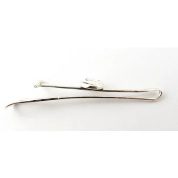 Vintage Sterling Silver Reverse Intaglio German Shepherd Tie Clip #3831 - Picture 2 of 6